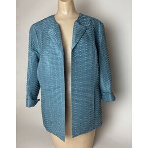 Silk Club Collection 100% Silk Size XL Blue Textured Jacket Blazer